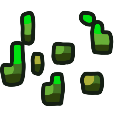 minecraft wheat seeds, with very dark green outlines